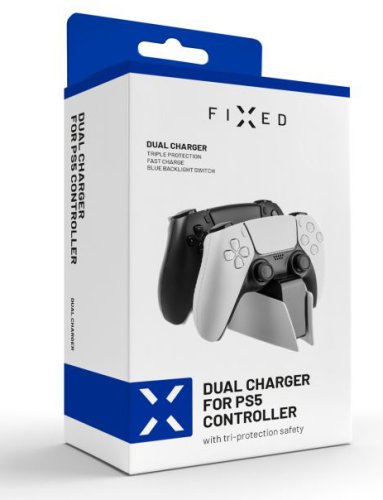 Dobíjecí stanice FIXED pro dva bezdrátové ovladače DualSense PlayStation 5 Dobíjecí stanice FIXED pro dva bezdrátové ovladače DualSense PlayStation 5