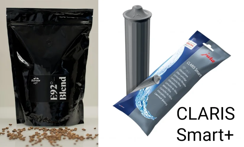 Sada Barona Café - E92° Blend 500g a JURA filtr Claris Smart +